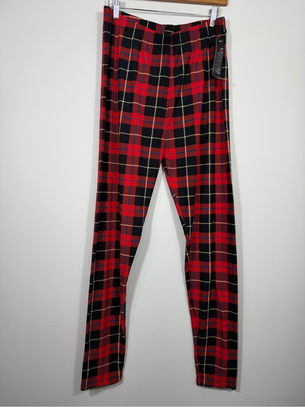Leggings Depot Red Black Tartan Plaid Stretch Leggings 3XL-5XL NWT
